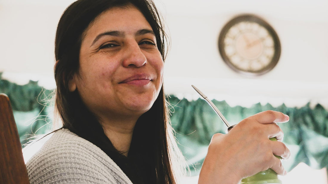 Argentine woman enjoying yerba mate tea