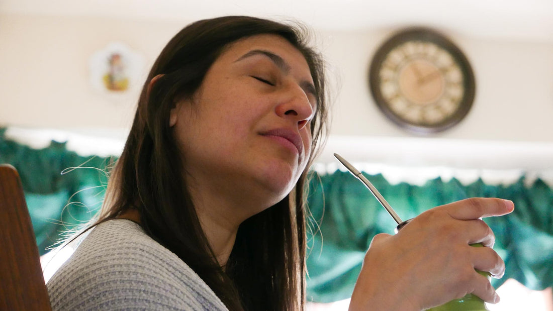 Girl drinking yerba mate