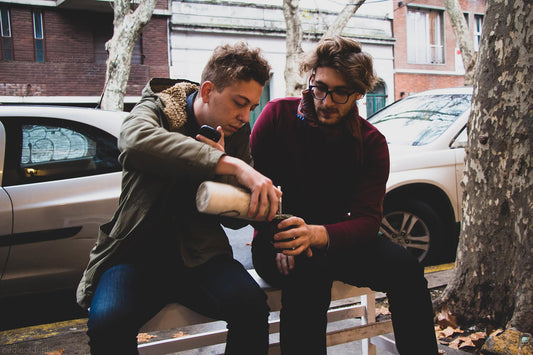 Argentine boys sharing yerba mate at Plaza Serrano, Buenos Aires - by Circle of Drink