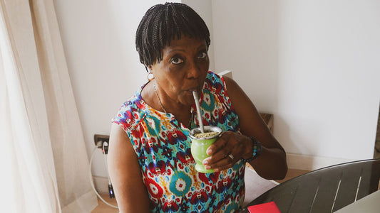 woman drinking yerba mate in Thailand