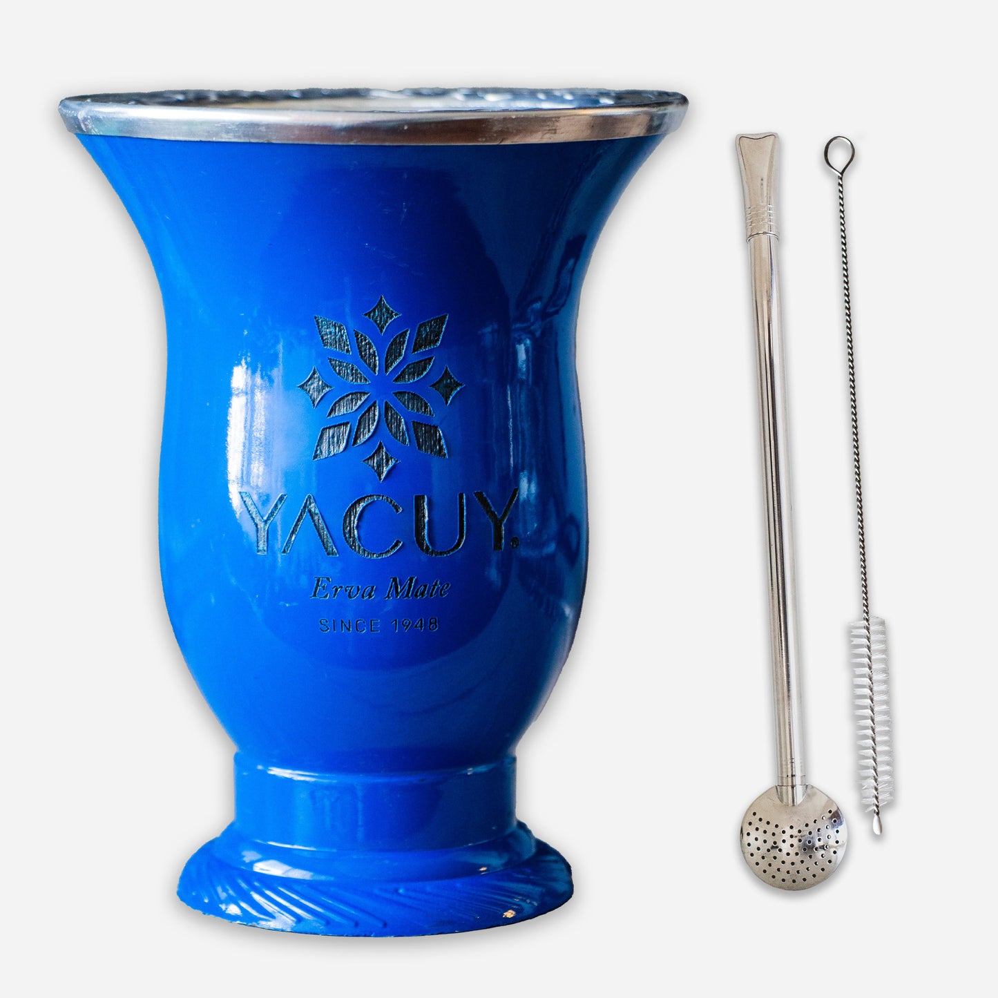 Yacuy Brazilian Yerba Mate Cup (Cobalt) with Stainless Steel Bombilla + Brush