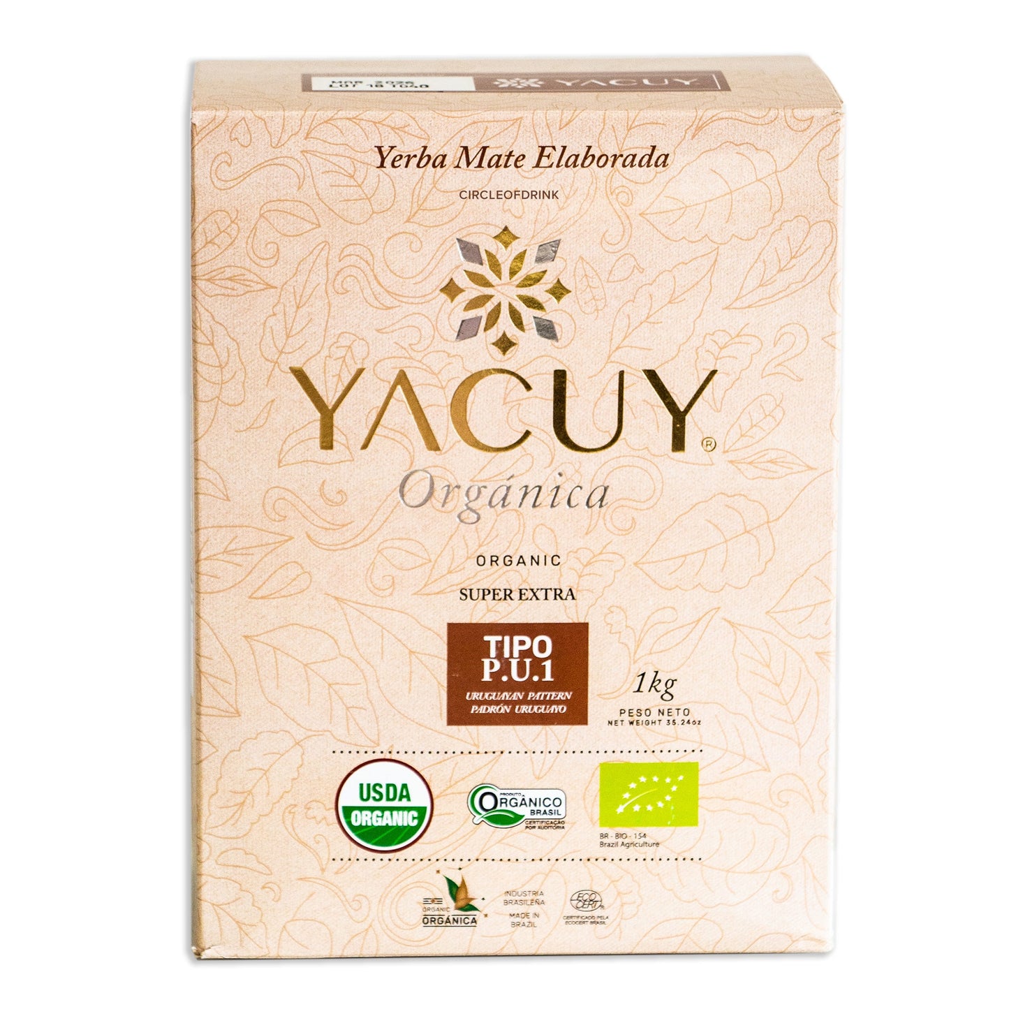 Yacuy Super Extra Certified Organic Yerba Mate - Vacuum Sealed 1kg, 2.2 lbs