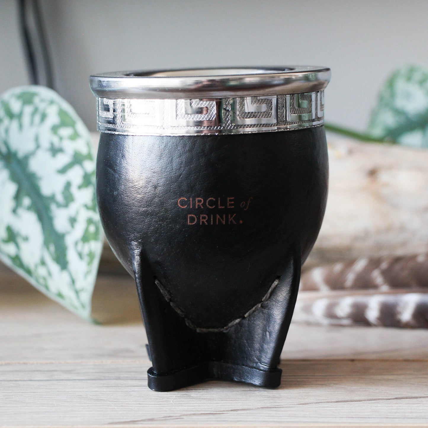 Tetra Cup Brazilian Leather Wrapped Calabash Yerba Mate Cuia