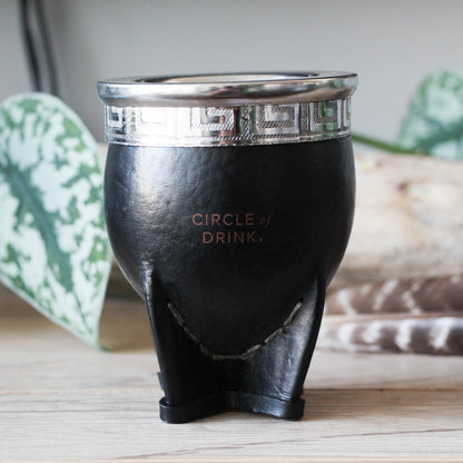 Tetra Cup Brazilian Leather Wrapped Calabash Yerba Mate Cuia