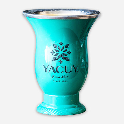 Yacuy Brazilian Yerba Mate Cup (Turquoise) with Stainless Steel Bombilla + Brush