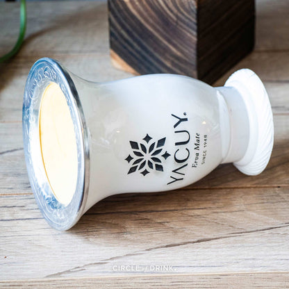 Yacuy Brazilian Yerba Mate Cup (White) with Stainless Steel Bombilla + Brush
