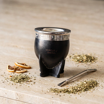 Tetra Cup Brazilian Leather Wrapped Calabash Yerba Mate Cuia