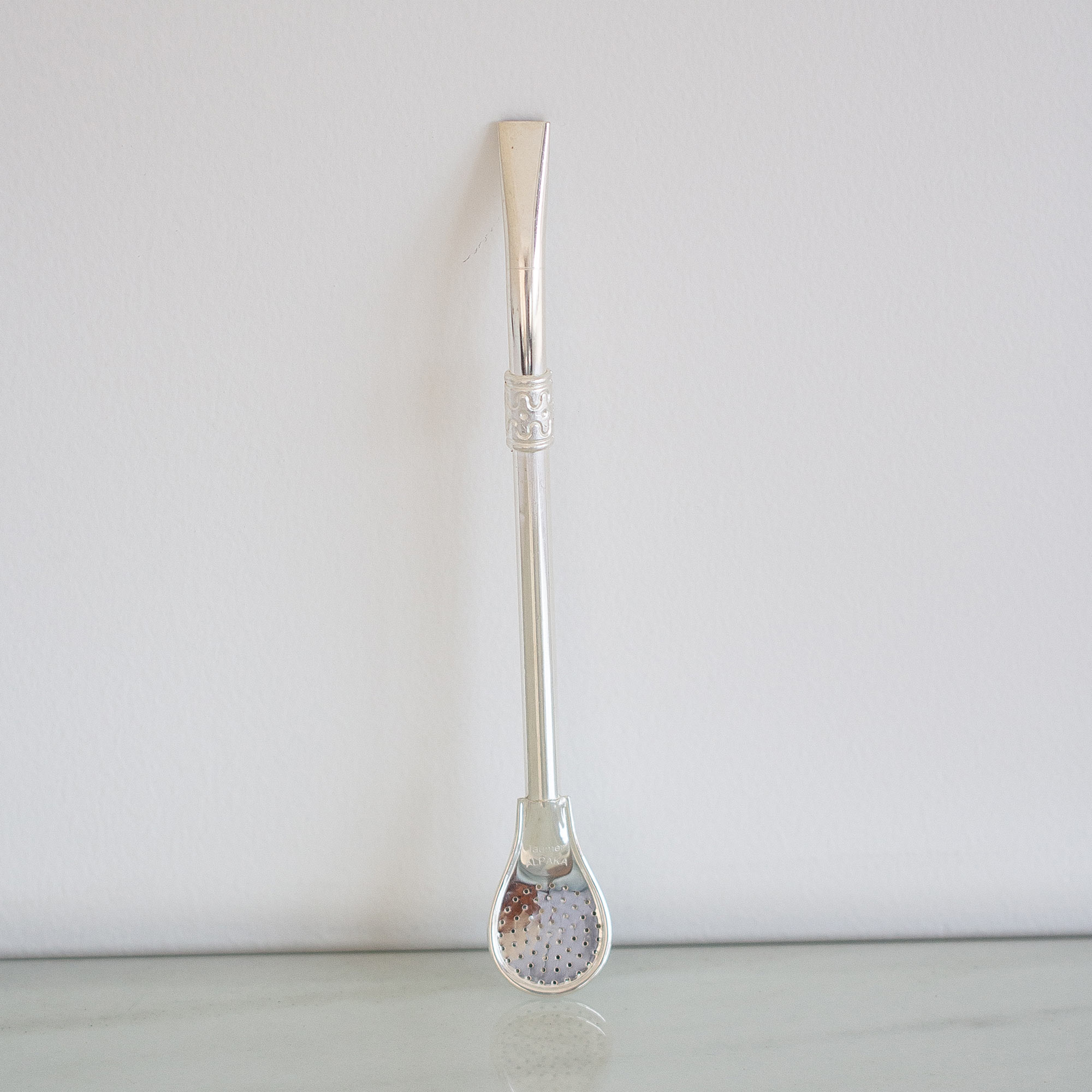 Spoon Style Curved Alpaca Silver Yerba Mate Bombilla - 7.5 Length