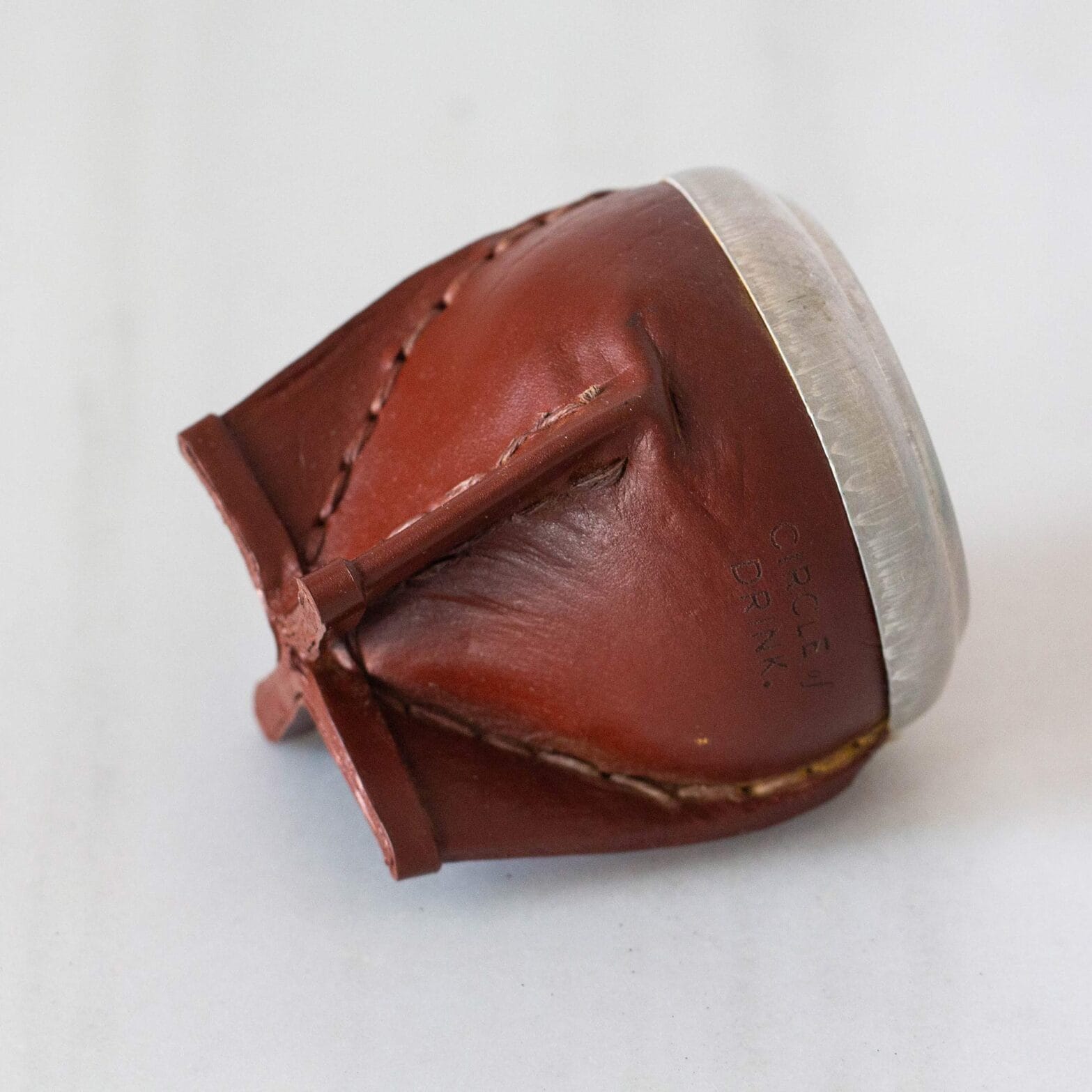 Majito Cup Rojo - Handmade Brazilian Cuia - Burgundy Wrapped Leather - 25g capacity