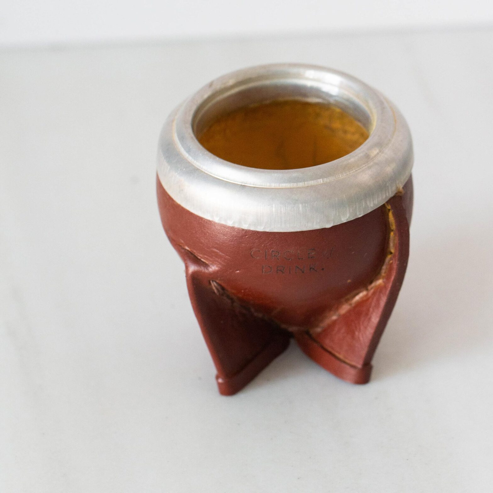 Majito Cup Rojo - Handmade Brazilian Cuia - Burgundy Wrapped Leather - 25g capacity