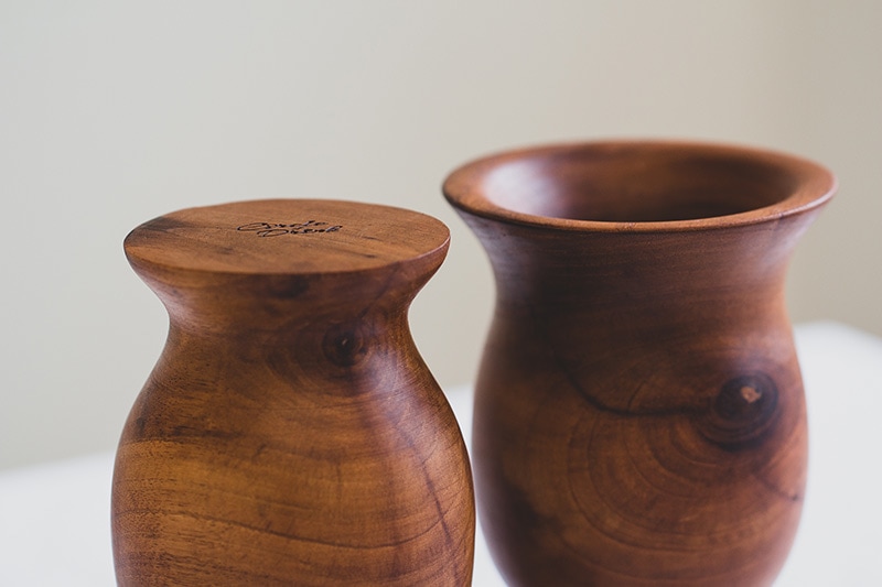 Handcrafted cedar wood yerba mate cup