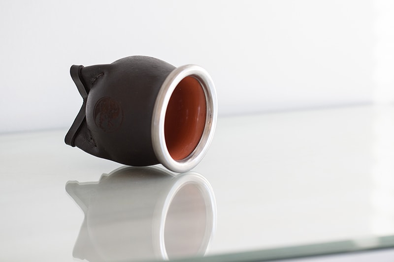 Leather wrapped ceramic yerba mate cup