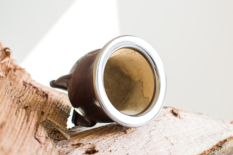 Handcrafted Burgundy Leather Wrapped Yerba Mate Cup Kit with Monte Select 8 Stainless Steel Bombilla