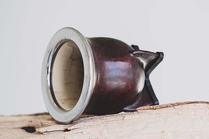 Handcrafted Burgundy Leather Wrapped Yerba Mate Cuia
