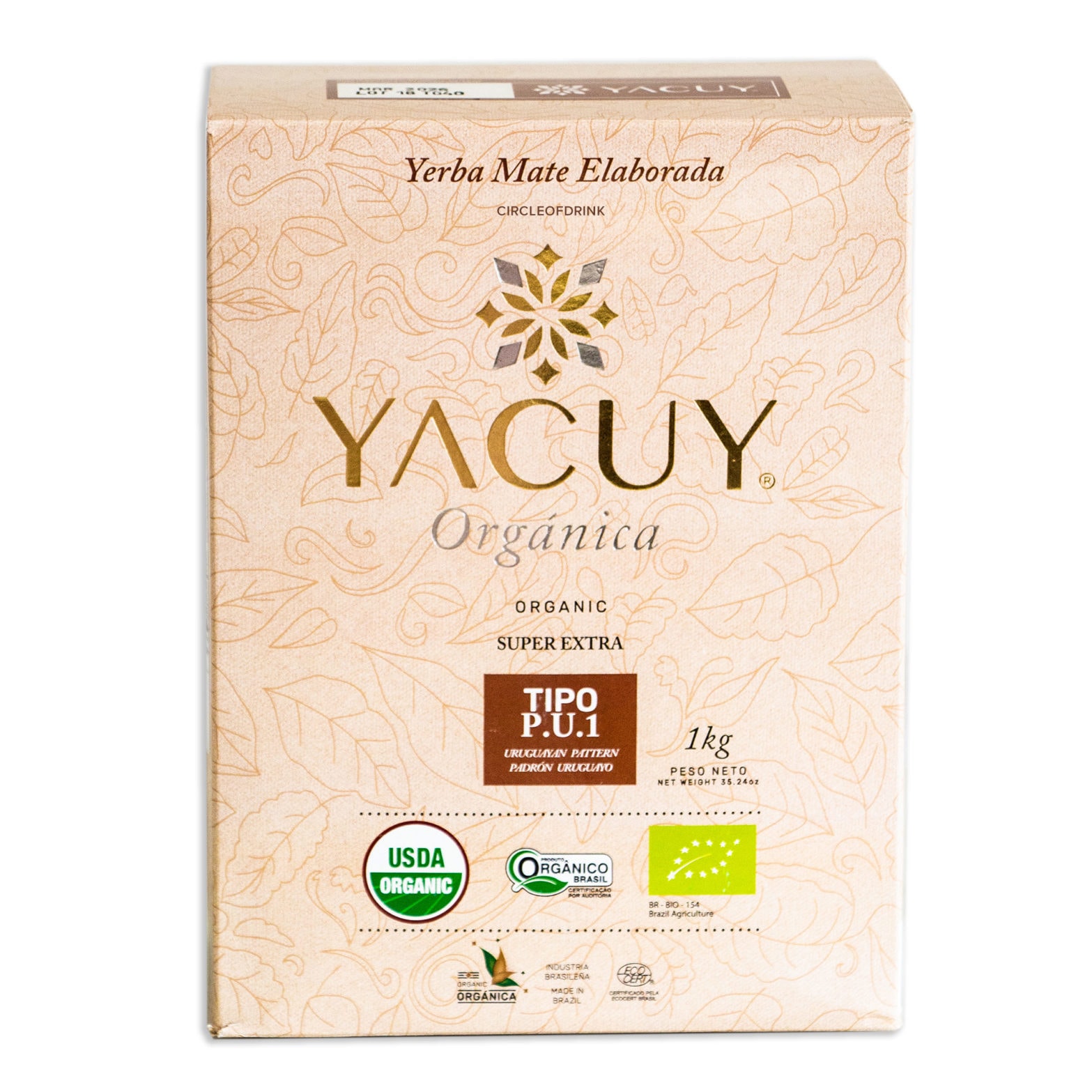 Yacuy Super Extra Certified Organic Yerba Mate - Vacuum Sealed 1kg, 2.2 lbs