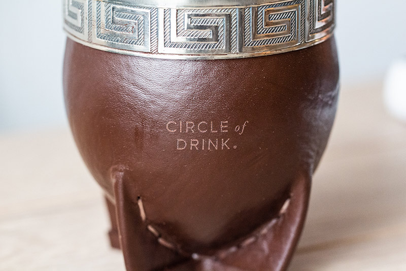 Temple Vessels Chakana 001 - Brown Leather Wrapped Brazilian Mate Gourd